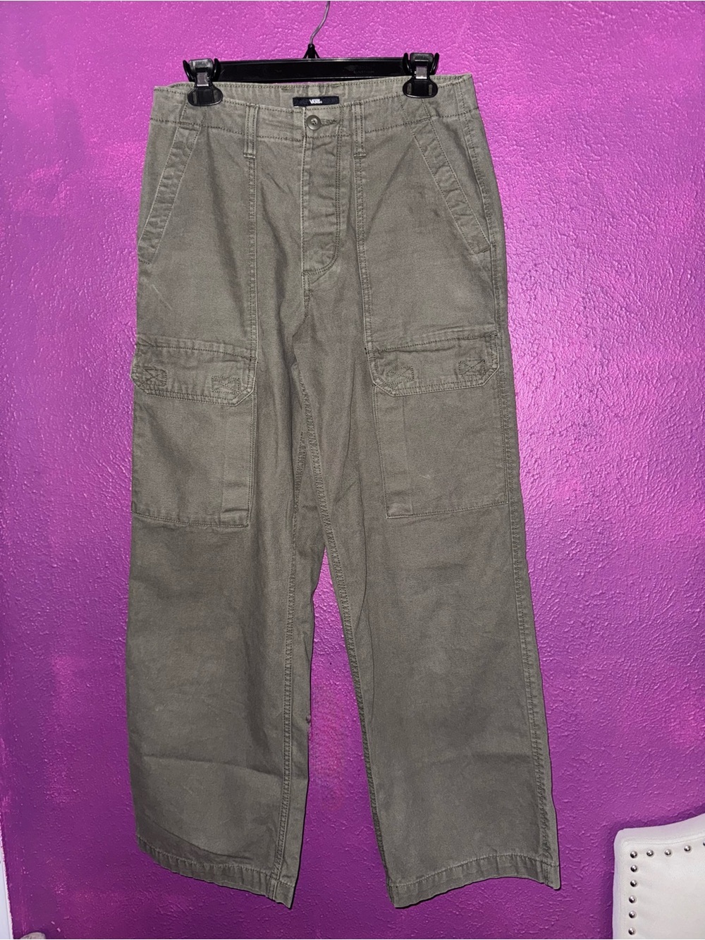 VANS Authentic Chino Green Canvas Casual Pants Mens 28 Regular Fit Straight Leg